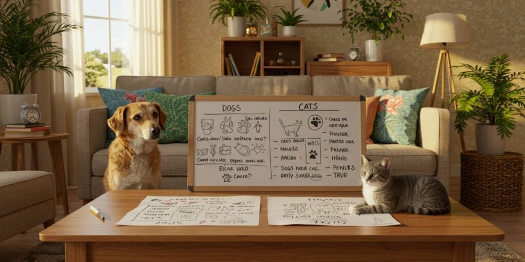 Comparando cães e gatos: tabelas, mitos e verdades que você precisa saber