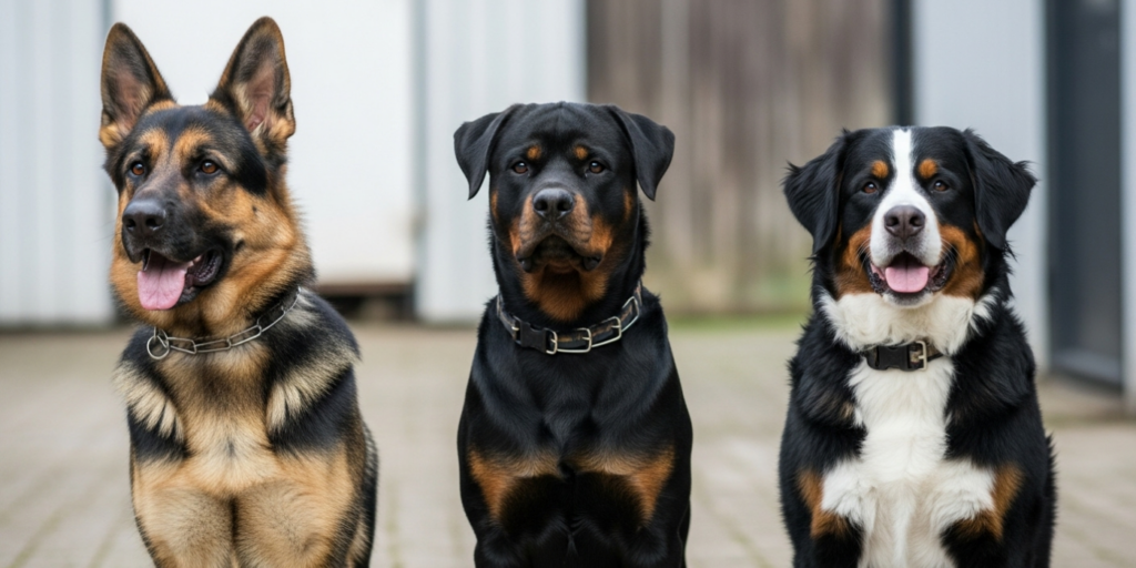 Raças de trabalho (Pastor Alemão, Rottweiler, Bernese)